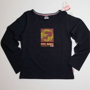 Y2K Pepe Jeans London Shirt Juniors L Black Long Sleeve Graphic Vintage L/S Top